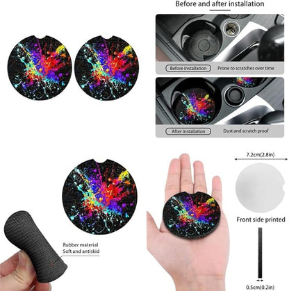 Graffiti Painting Car Seat Covers Set for Women Men Splashing Paintings Seat Belt Strap Cover