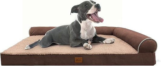Orthopedic Dog Bed for Large Dogs Removable Bolsters & Washable Cover 35 lbs