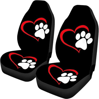 Dog Paw Heart Full Car Seat Covers Set
