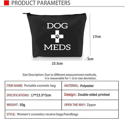 G2TUP Dog Medicine Bag Dog Meds Vet Tech Gifts Dog Essentials Storage for Travel Camping Car Emergency (Dog Meds black)