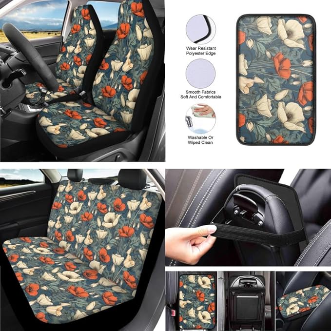 Tulip Flowers 13 PCS Car Accessories Set Seat