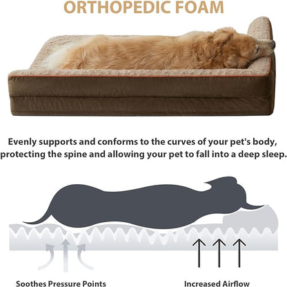 BFPETHOME Orthopedic Dog Beds for Large Dogs-Waterproof Sofa Dog Bed with Removable Washable Cover