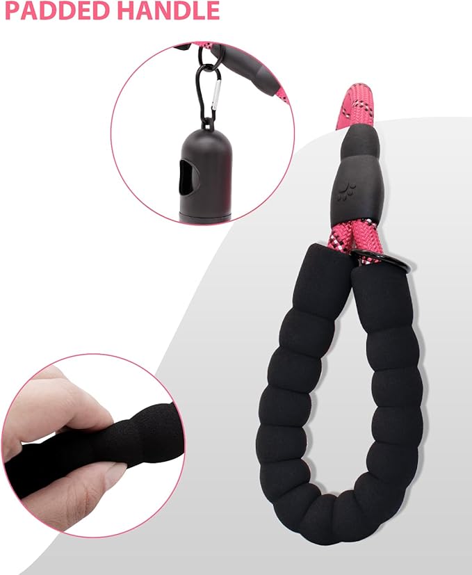 Dog Leash Heavy Duty 4/5/6FT Reflective 4'*1/2'', Pink