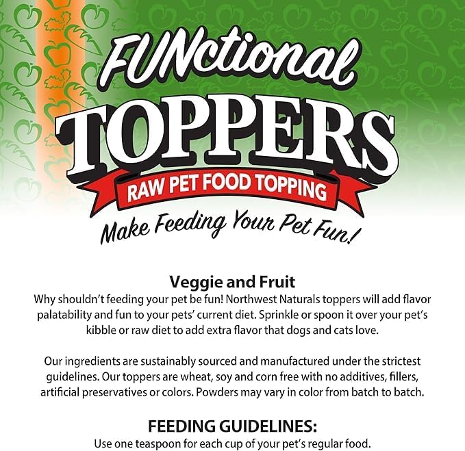 Northwest Naturals Freeze-Dried Veggie & Fruit Functional Topper - for Dogs & Cats - Healthy, Limited Ingredients, Human Grade Pet Food, All Natural - 5 Oz (Packaging May Vary)(Pack of 2)