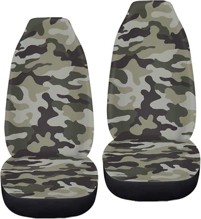 Green Camo Print Car Seat Cover Front Seats for Men