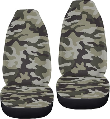Green Camo Print Car Seat Cover Front Seats for Men