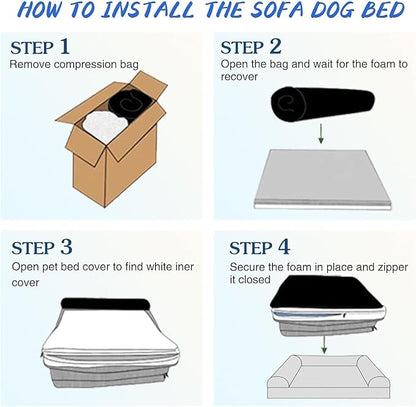 MIAO PAW Waterproof Dog Beds for Large Dogs 36" x 27" x 6.5"