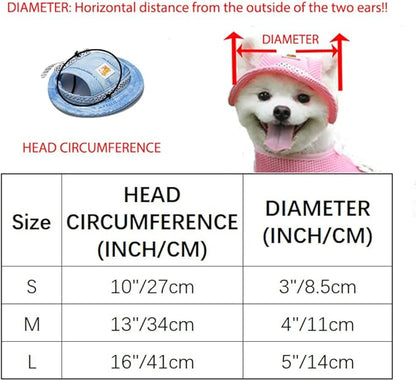Leconpet Princess Pet Hat Dog Caps Hats with Neck Strap Adjustable Comfortable Ear Holes for Small Medium Dogs in Outdoor Sun Protection (Small