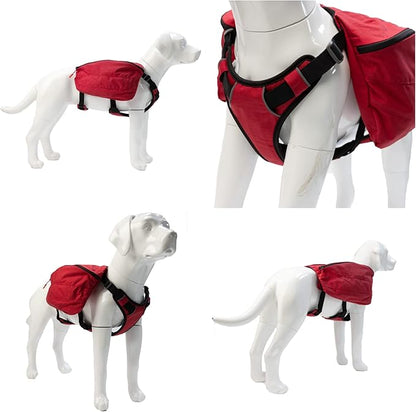 Lovelonglong Dog Backpack for Hiking, Multifunctional Dog Day Pack Zippered Travel Dog Saddle Bag Outdoor Hiking Backpack with 2 Capacious Side Pockets for Small Medium Large Dogs Red S