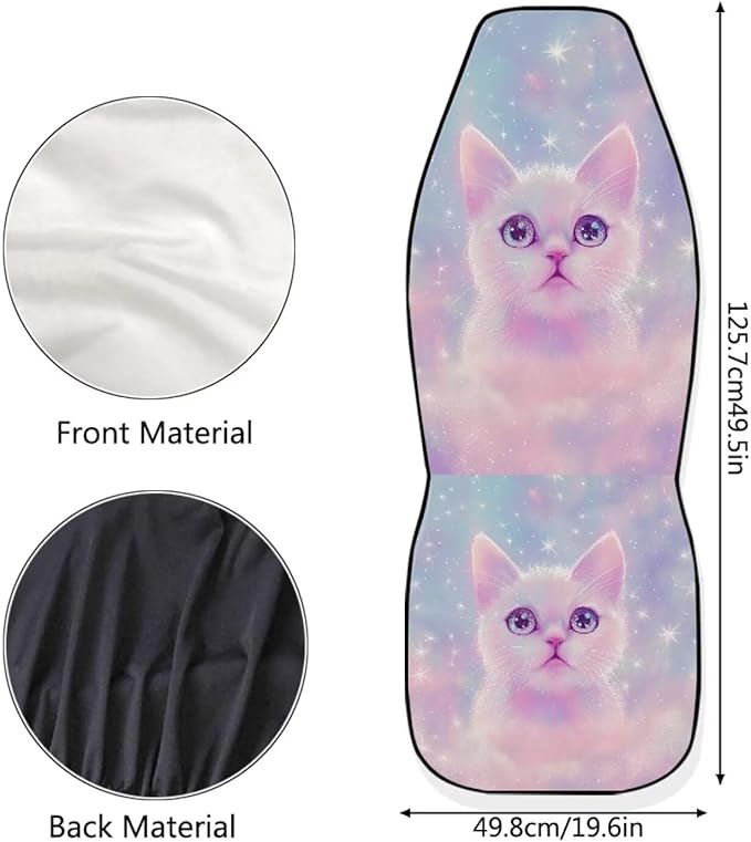 Cute Cartoon Cat Car Seat Covers Full Set of 2