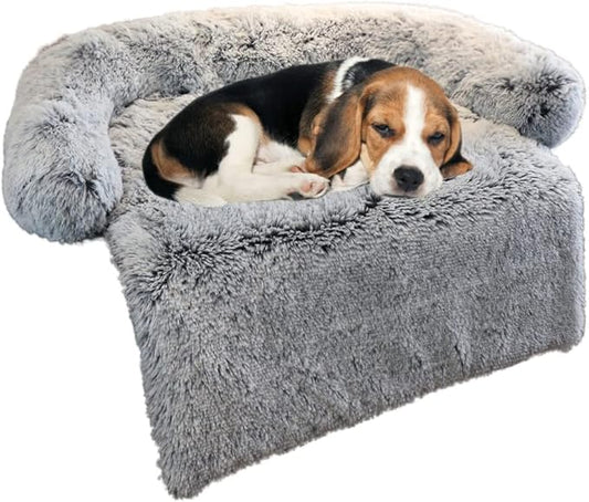 Calming Dog Bed Fluffy Plush Dog Mat for Furniture Protector with Removable Washable Cover for Large Medium Small Dogs and Cats (Small(35x31x5)