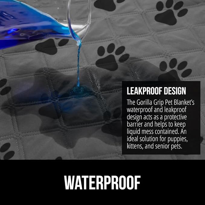 Gorilla Grip 100% Waterproof Dog Blanket 40x50 Paw