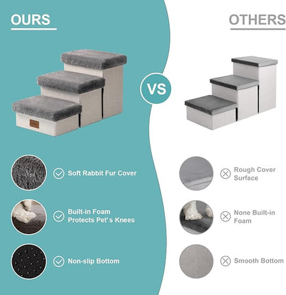 C0ZY KISS Dog Storage Stairs for Couch 14" H 24.8x13x13.58in, Grey, 3 Tiers