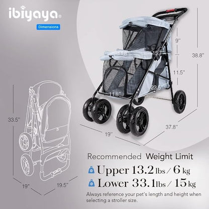 4 Wheel Double Pet Stroller for Dogs and Cats