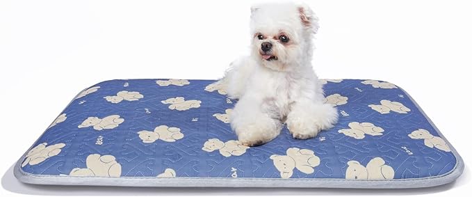 Jiupety Thin Cozy Cotton Dog Crate Bed Mat with Bear 28" x 22" x 0.8", Comfy