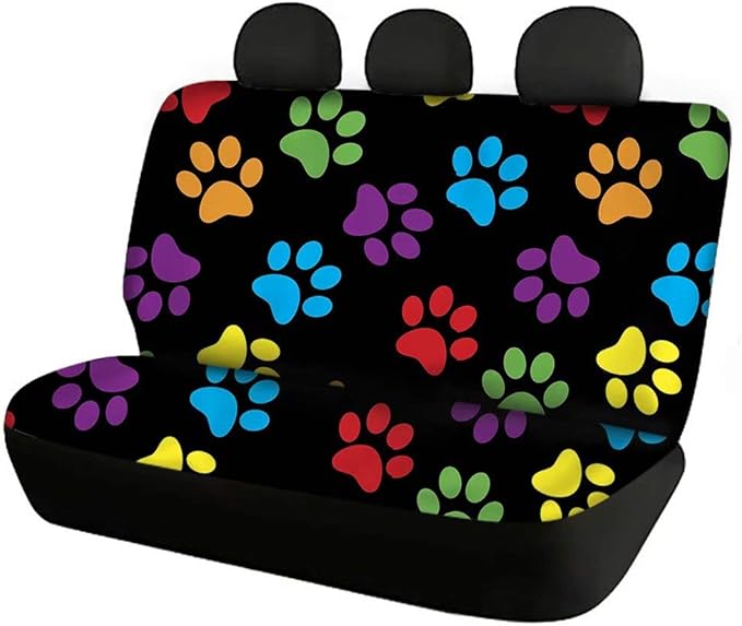 AFPANQZ Cute Dog Paws Prints Car Back Seat Covers Protector Rear Car Seat Cushion Dust and Scratch Proof Universal Fits Car
