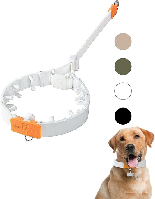 SVD.PET Dog Prong Collar for No-Pull Training, Quick-Release Buckle Adjustable Pinch Collar for Large Dogs (White, Large Size)