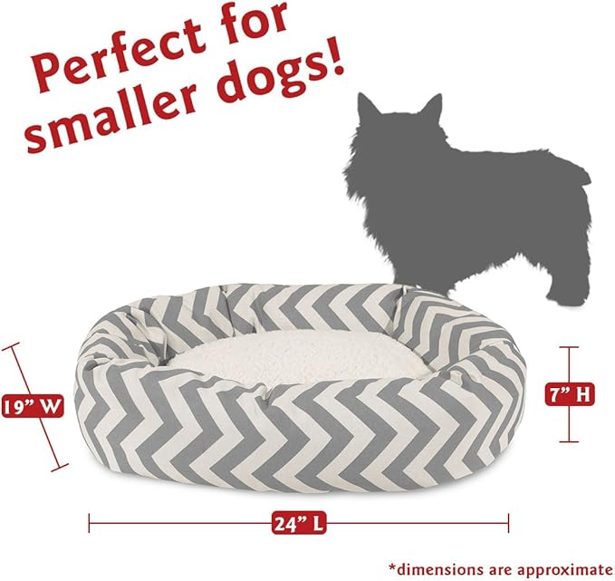 24 inch Grey Chevron Sherpa Bagel Dog Bed