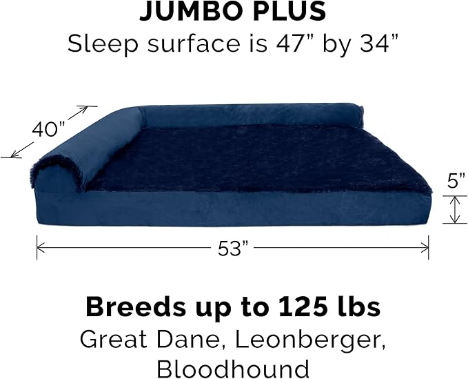 Furhaven Cooling Gel Dog Bed for Large Dogs w/ Removable Bolsters & Washable Cover 125 lbs