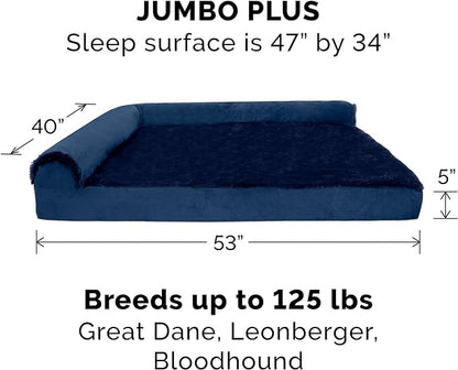 Furhaven Memory Foam Dog Bed for Large Dogs w/ Removable Bolsters & Washable Cover 125 lbs