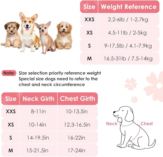 SlowTon No Pull Dog Harness with Leash - Soft Lightweight Floral Pattern Puppy Harness, Adjustable Pet Harness for Small Medium Dogs (Pink Daisy S)