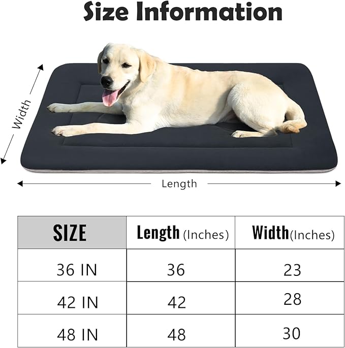 JoicyCo Extra Large Dog Bed Soft Dog Crate Pad Mat 48 in Non-Slip Bottom Washable Dog Sleeping Mattress Pet Beds Cat Bed Kennel Pad