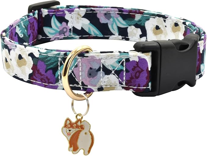 Flower Patterns Dog Collar with Accessories