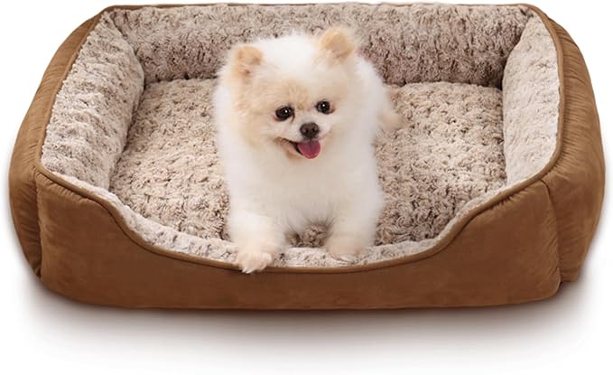 Dog Beds for Small Dogs 24"x18",Brown