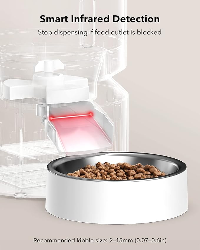 PETLIBRO Automatic Cat Feeder, Automatic Cat Food Dispenser with Freshness Preservation, 3L Timed Cat Feeders for Dry Food, Up to 50 Portions 6 Meals Per Day, Granary Pet Feeder for Cats, White