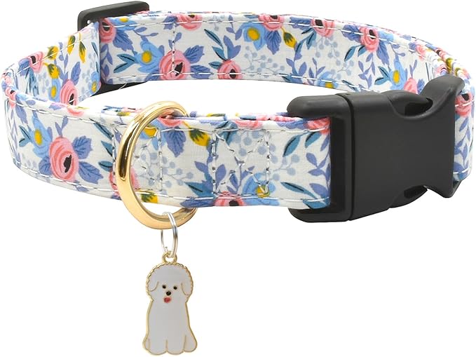Flower Patterns Dog Collar with Accessories