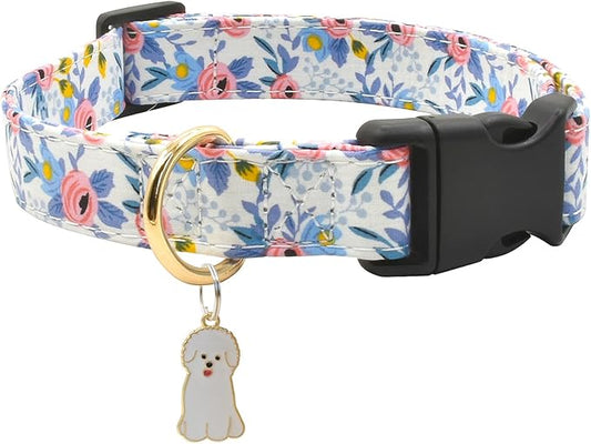 Flower Patterns Dog Collar with Accessories