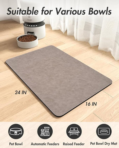 MontVoo-Absorbent Pet Feeding Mat-No Stains Dog Mat for Food and Water Bowl-Quick Dry Dog Cat & Dog Food Mat Water Dispenser Mat-Pet Supplies Mat-Dog Water Bowl Mat for Messy Drinker (16"x24"