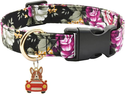Flower Patterns Dog Collar with Accessories
