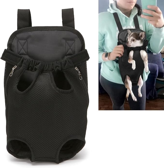 HEEPDD Pet Carrier Backpack, Legs Out Pet Front Cat Dog Carrier Backpack Lightweight Dog Soft Mesh Breathable Carrying Bag for Walking Hiking Bike Motorcycle(S)