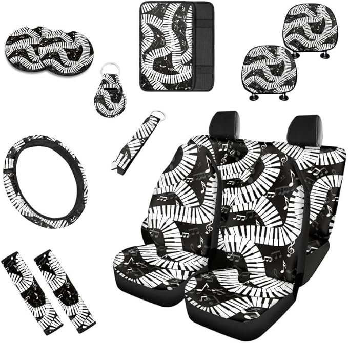 Musical Notes Pianos Headrest Cover Seat Cover Swirl