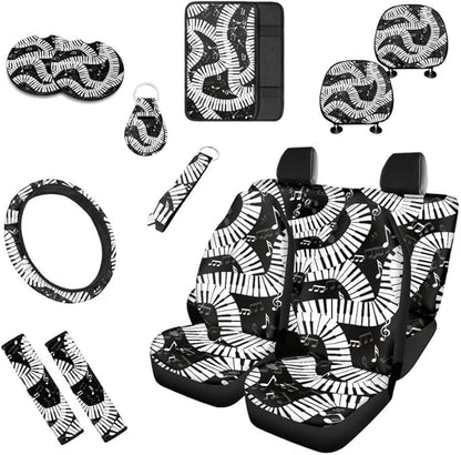 Musical Notes Pianos Headrest Cover Seat Cover Swirl