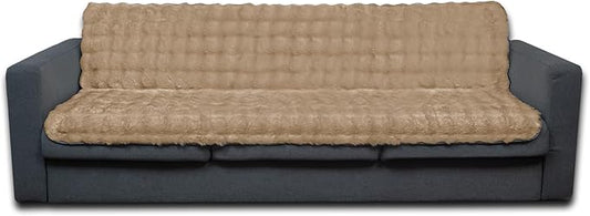 Waterproof Dog Bed Cover, Soft Plush Pet Blanket with Anti-Slip Back for Bed Couch Sofa, Furniture Protector for Small, Medium and Large Dogs and Cats (LightBrown-Bubble, 52"x82")