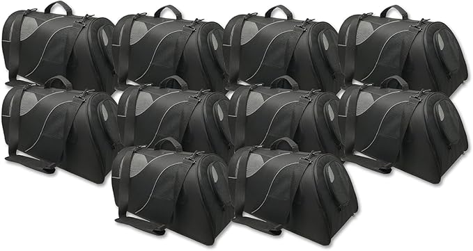 Fuzzy Buddy FB-SS-BL-10 Soft-Sided Pet Carrier for Small Dogs and Cats, Black, 10-Pack