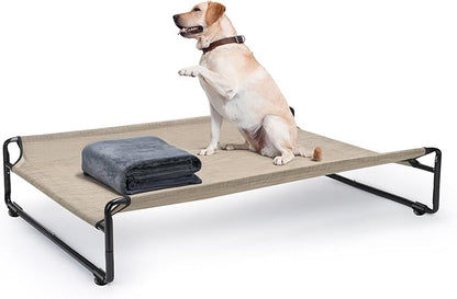 Veehoo Large Elevated Dog Bed with Flannel Dog Blanket CWC2201B