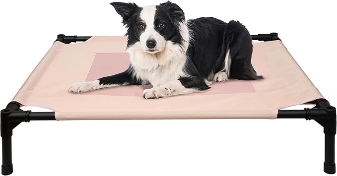 Pink Elevated Dog Bed for Medium Dogs Outdoor,30 * 24 * 7 inches