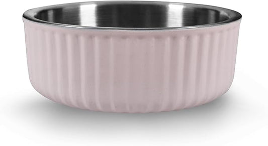 Stainless Steel Pet Bowl - Dog Food Bowl with Anti-Skid Bottom - Metal Cat Bowls - Water Bowl for Small, Medium, and Large Pets - Rust-Proof and Dishwasher-Safe (Pink, 74 Oz/2200ml)