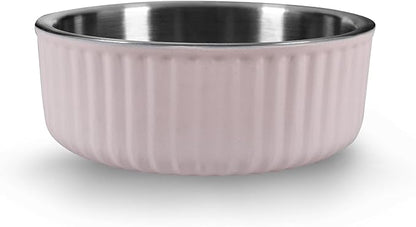 Stainless Steel Pet Bowl - Dog Food Bowl with Anti-Skid Bottom - Metal Cat Bowls - Water Bowl for Small, Medium, and Large Pets - Rust-Proof and Dishwasher-Safe (Pink, 40 Oz/1200ml)