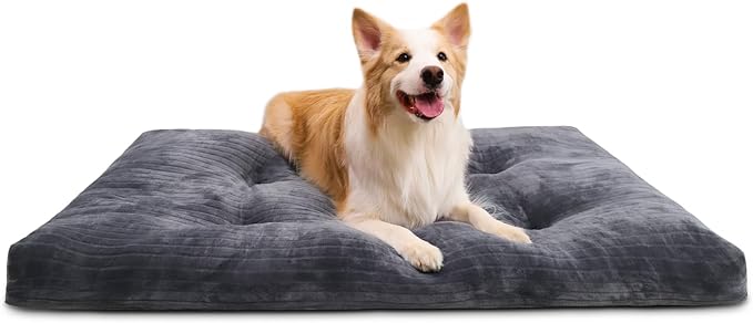 Dog Crate Bed Washable Jumbo Dog Beds for Large Dogs Deluxe Thick Flannel Fluffy Comfy Kennel Pad Anti-Slip & Anti-Scratch Pet Sleeping Mat 48 x 29 Inch,
