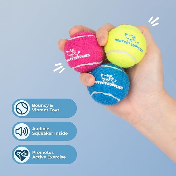 Best Pet Supplies Squeaky Tennis Toys for Dogs 8-Pack, Heavy-Duty