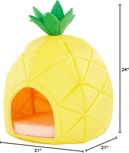 YML Pineapple Pet Bed House for Cat, Kittens, Dogs, and Pupppies, Medium, Yellow