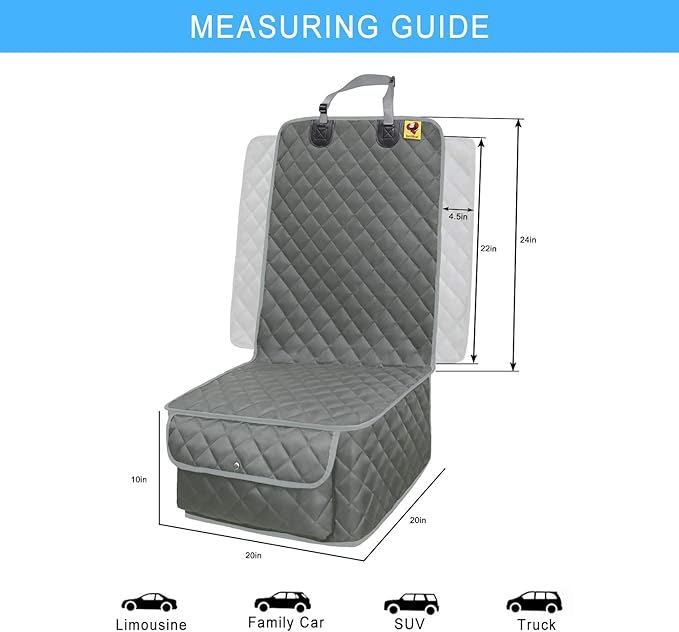 Deluxe Dog Seat Cover for Front Seat-More Durable Waterproof Front Seat Protector