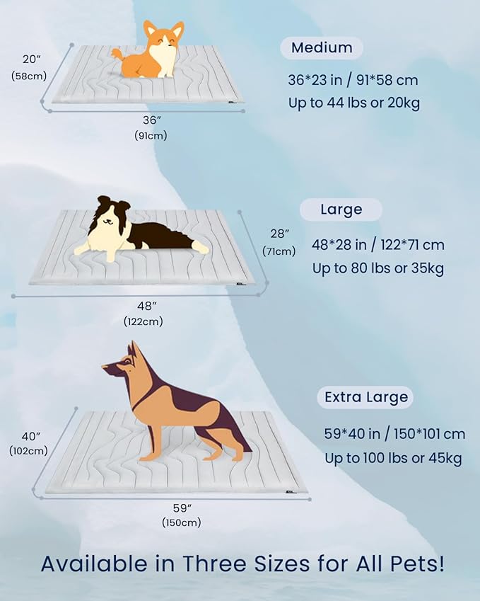 ZonLi Dog Cooling Mat, 59" x 40"Extra Large, Cooling Pad Reversible (Cool & Warm), Pet Cool Mats for Dog and Cat use in Crate, Kennel, Bed, Sofa, Machine Washable, Durable, Non-toxic Gel, Glacial Grey