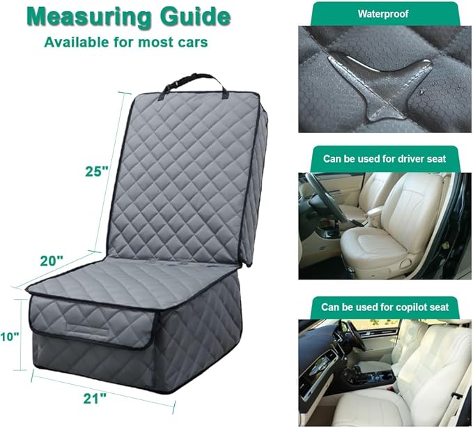 Waterproof Front Seat Cover Dog Car Seat Covers Nonslip and Full Protection with Side Flaps Fits Most Cars