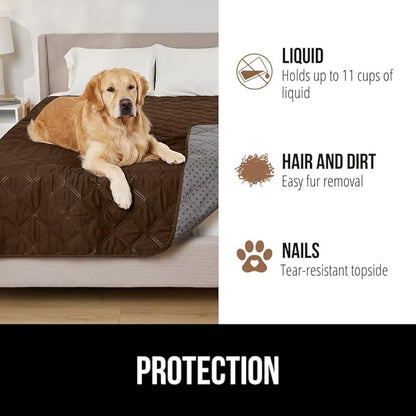 Gorilla Grip 100% Waterproof Dog Blanket 68x82, Pet Friendly Throw Essential for Large Pets, Dogs, Cats, Tear and Slip Resistant Leakproof Couch Cushion Protector Cover for Indoor Furniture, Chocolate