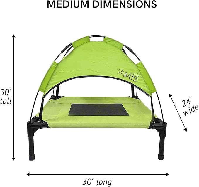 Midlee Green Dog Cot with Canopy (24" x 30")
